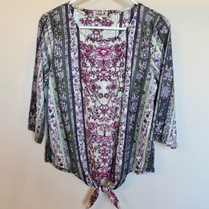 ONE WORLD Casual Tie-Front Blouse, PL